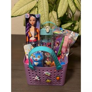 KPop Easter Kids Purple Gift Basket with Turquoise Handle - Assorted Playset
